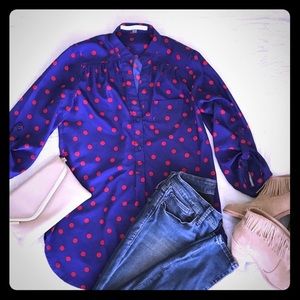 fun2fun polka dot tunic, blue and red